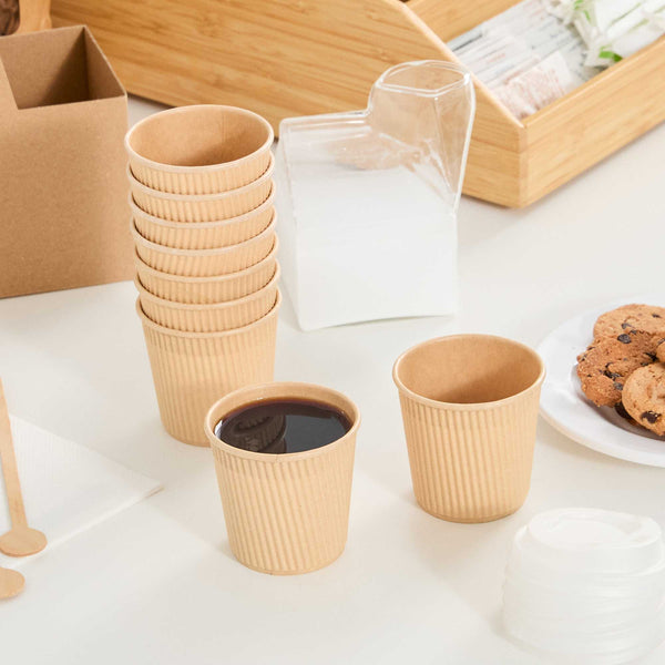 Restaurantware 4 Oz Kraft Paper Coffee Cup - Ripple Wall - 2 1/2" X 2 1/2" X 2 1/4" - 500 Count Box