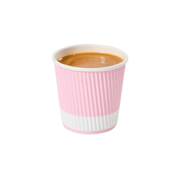 Restaurantware 4 Oz Light Pink Paper Coffee Cup - Ripple Wall - 2 1/2" X 2 1/2" X 2 1/4" - 500 Count Box
