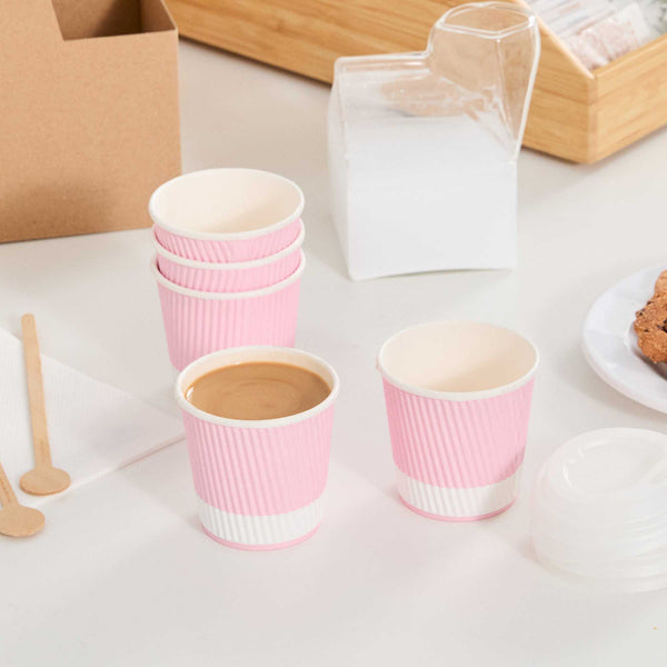 Restaurantware 4 Oz Light Pink Paper Coffee Cup - Ripple Wall - 2 1/2" X 2 1/2" X 2 1/4" - 500 Count Box
