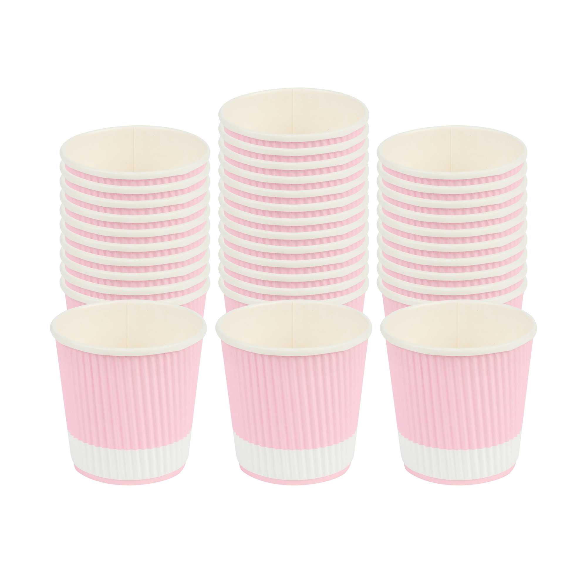 restaurantware 4 oz Light Pink Paper Coffee Cup - Ripple Wall - 2 1/2" x 2 1/2" x 2 1/4" - 500 count box