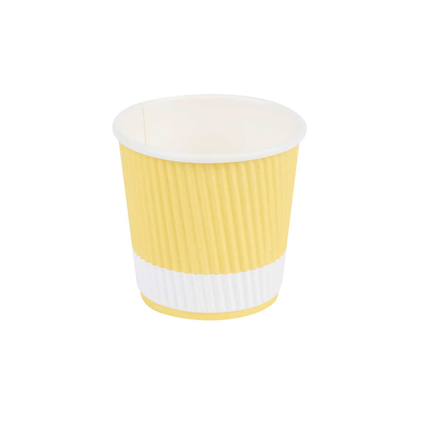 Restaurantware 4 Oz Light Yellow Paper Coffee Cup - Ripple Wall - 2 1/2" X 2 1/2" X 2 1/4" - 500 Count Box