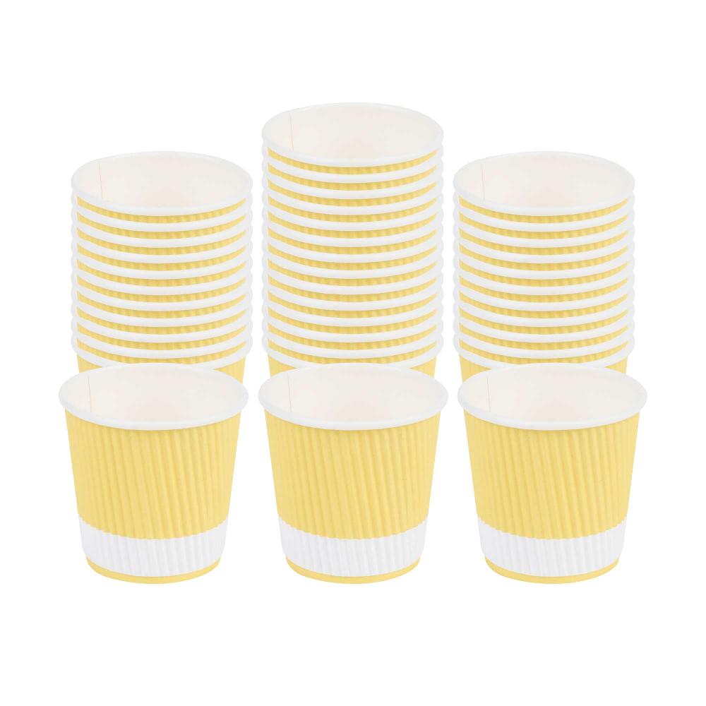restaurantware 4 oz Light Yellow Paper Coffee Cup - Ripple Wall - 2 1/2" x 2 1/2" x 2 1/4" - 500 count box