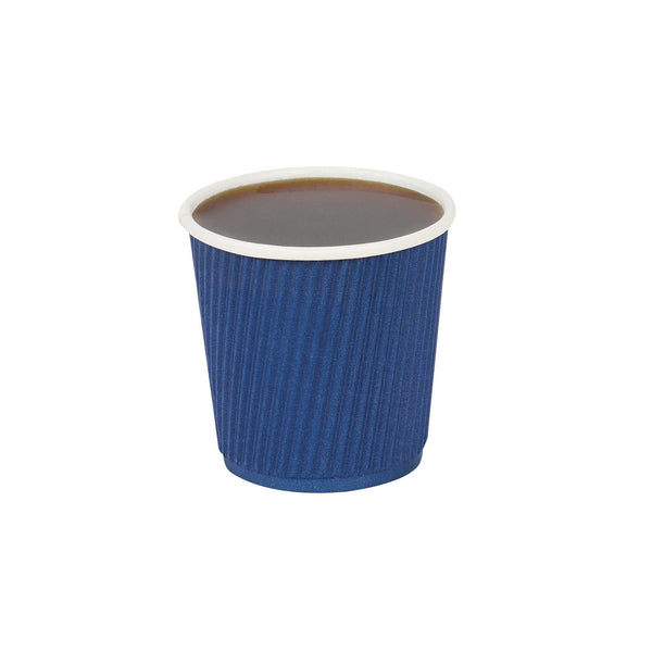Restaurantware 4 Oz Midnight Blue Paper Coffee Cup - Ripple Wall - 2 1/2" X 2 1/2" X 2 1/4" - 500 Count Box