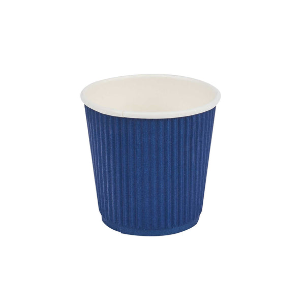 Restaurantware 4 Oz Midnight Blue Paper Coffee Cup - Ripple Wall - 2 1/2" X 2 1/2" X 2 1/4" - 500 Count Box