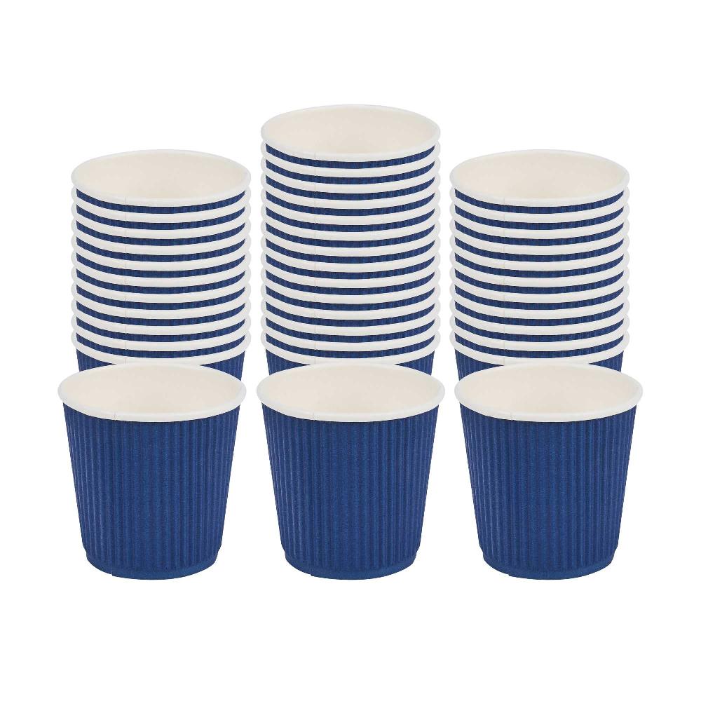restaurantware 4 oz Midnight Blue Paper Coffee Cup - Ripple Wall - 2 1/2" x 2 1/2" x 2 1/4" - 500 count box