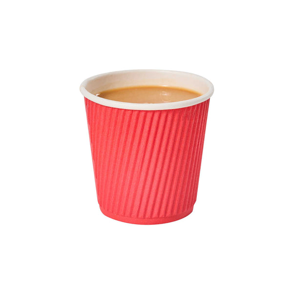 Restaurantware 4 Oz Red Paper Coffee Cup - Ripple Wall - 2 1/2" X 2 1/2" X 2 1/4" - 500 Count Box