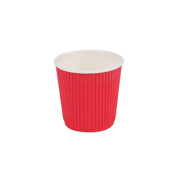 Restaurantware 4 Oz Red Paper Coffee Cup - Ripple Wall - 2 1/2" X 2 1/2" X 2 1/4" - 500 Count Box