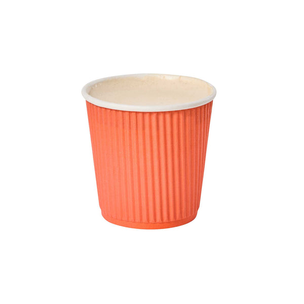 Restaurantware 4 Oz Tangerine Orange Paper Coffee Cup - Ripple Wall - 2 1/2" X 2 1/2" X 2 1/4" - 500 Count Box