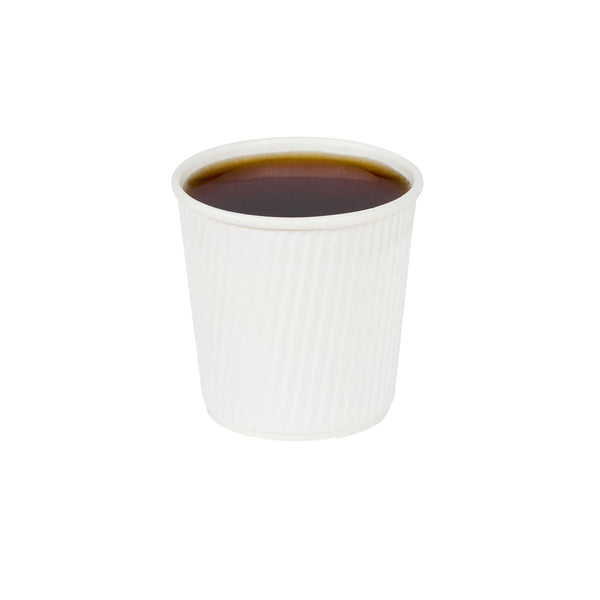 Restaurantware 4 Oz White Paper Coffee Cup - Ripple Wall - 2 1/2" X 2 1/2" X 2 1/4" - 500 Count Box