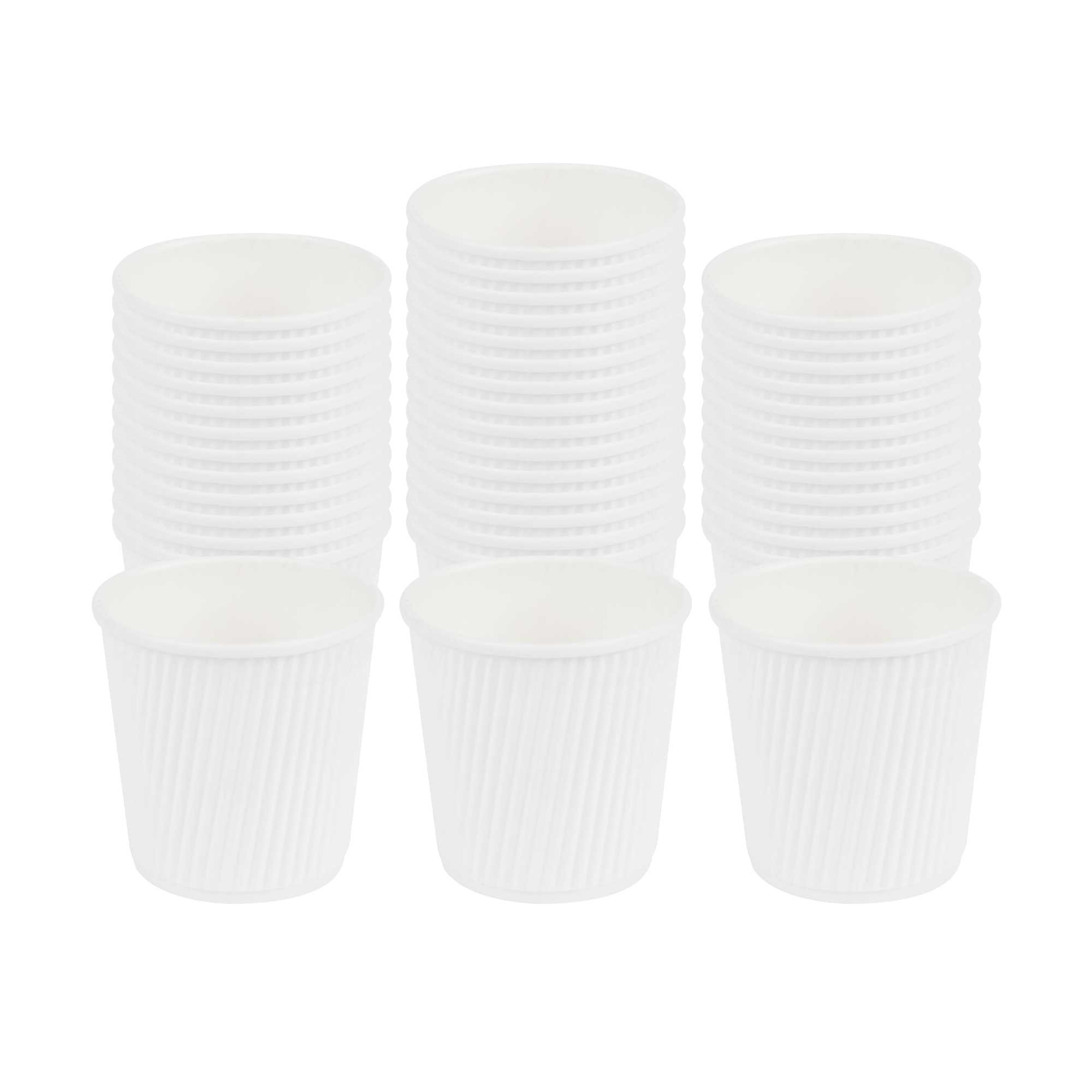 restaurantware 4 oz White Paper Coffee Cup - Ripple Wall - 2 1/2" x 2 1/2" x 2 1/4" - 500 count box