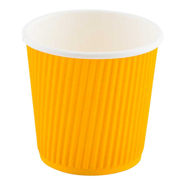 Restaurantware 4 Oz Yellow Paper Coffee Cup - Ripple Wall - 2 1/2" X 2 1/2" X 2 1/4" - 500 Count Box