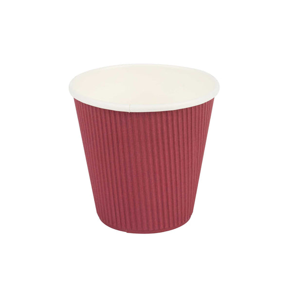 Restaurantware 8 Oz Crimson Paper Coffee Cup - Ripple Wall - 3 1/2" X 3 1/2" X 3 1/4" - 500 Count Box