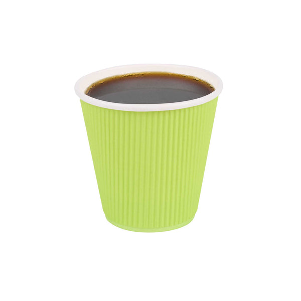 Restaurantware 8 Oz Eco Green Paper Coffee Cup - Ripple Wall - 3 1/2" X 3 1/2" X 3 1/4" - 500 Count Box
