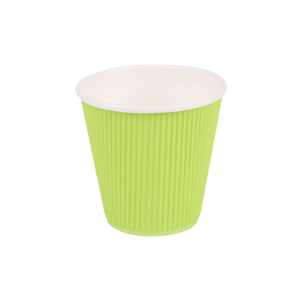 Restaurantware 8 Oz Eco Green Paper Coffee Cup - Ripple Wall - 3 1/2" X 3 1/2" X 3 1/4" - 500 Count Box