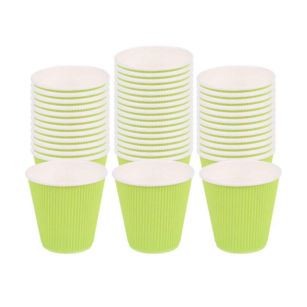 restaurantware 8 oz Eco Green Paper Coffee Cup - Ripple Wall - 3 1/2" x 3 1/2" x 3 1/4" - 500 count box