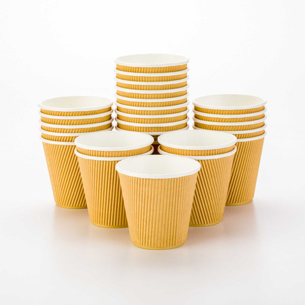 Restaurantware 8 Oz Kraft Paper Coffee Cup - Ripple Wall - 3 1/2" X 3 1/2" X 3 1/4" - 500 Count Box