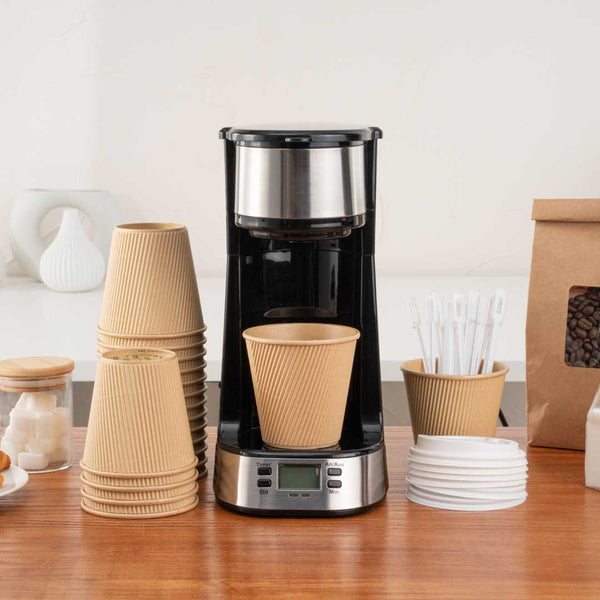 Restaurantware 8 Oz Kraft Paper Coffee Cup - Ripple Wall - 3 1/2" X 3 1/2" X 3 1/4" - 500 Count Box