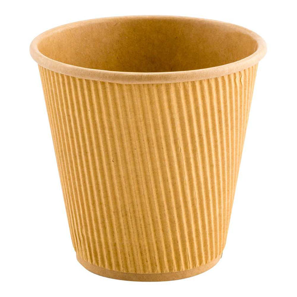Restaurantware 8 Oz Kraft Paper Coffee Cup - Ripple Wall - 3 1/2" X 3 1/2" X 3 1/4" - 500 Count Box