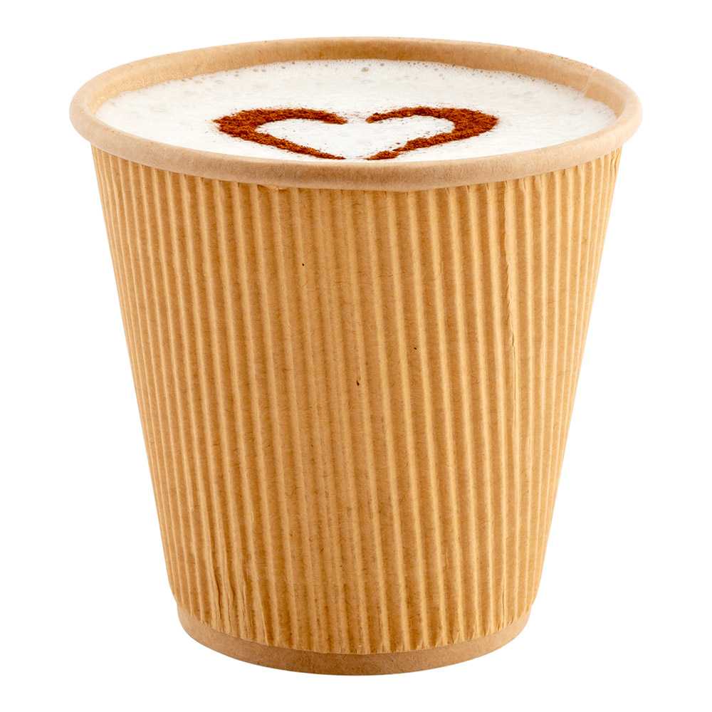 restaurantware 8 oz Kraft Paper Coffee Cup - Ripple Wall - 3 1/2" x 3 1/2" x 3 1/4" - 500 count box