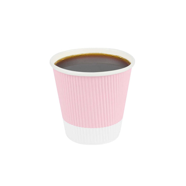 Restaurantware 8 Oz Light Pink Paper Coffee Cup - Ripple Wall - 3 1/2" X 3 1/2" X 3 1/4" - 500 Count Box