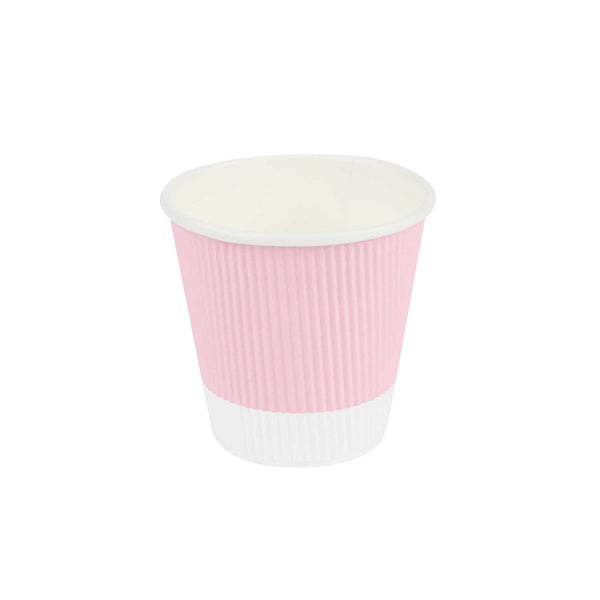 Restaurantware 8 Oz Light Pink Paper Coffee Cup - Ripple Wall - 3 1/2" X 3 1/2" X 3 1/4" - 500 Count Box