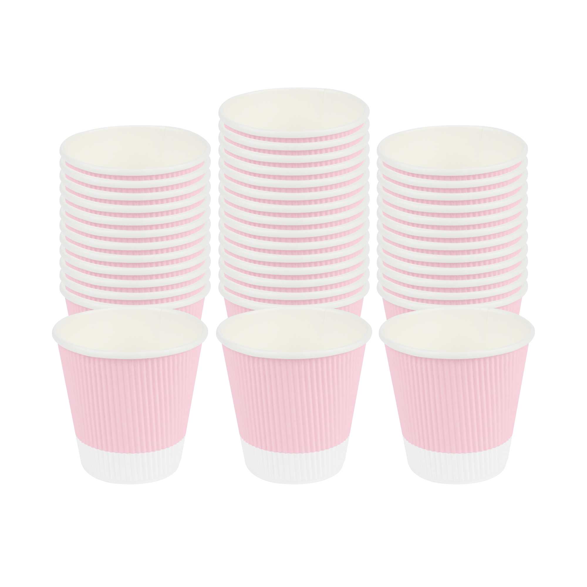 restaurantware 8 oz Light Pink Paper Coffee Cup - Ripple Wall - 3 1/2" x 3 1/2" x 3 1/4" - 500 count box