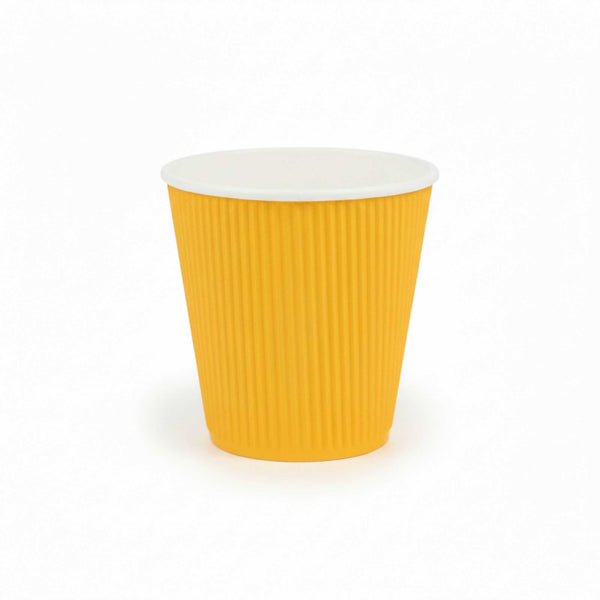 Restaurantware 8 Oz Yellow Paper Coffee Cup - Ripple Wall - 3 1/2" X 3 1/2" X 3 1/4" - 500 Count Box