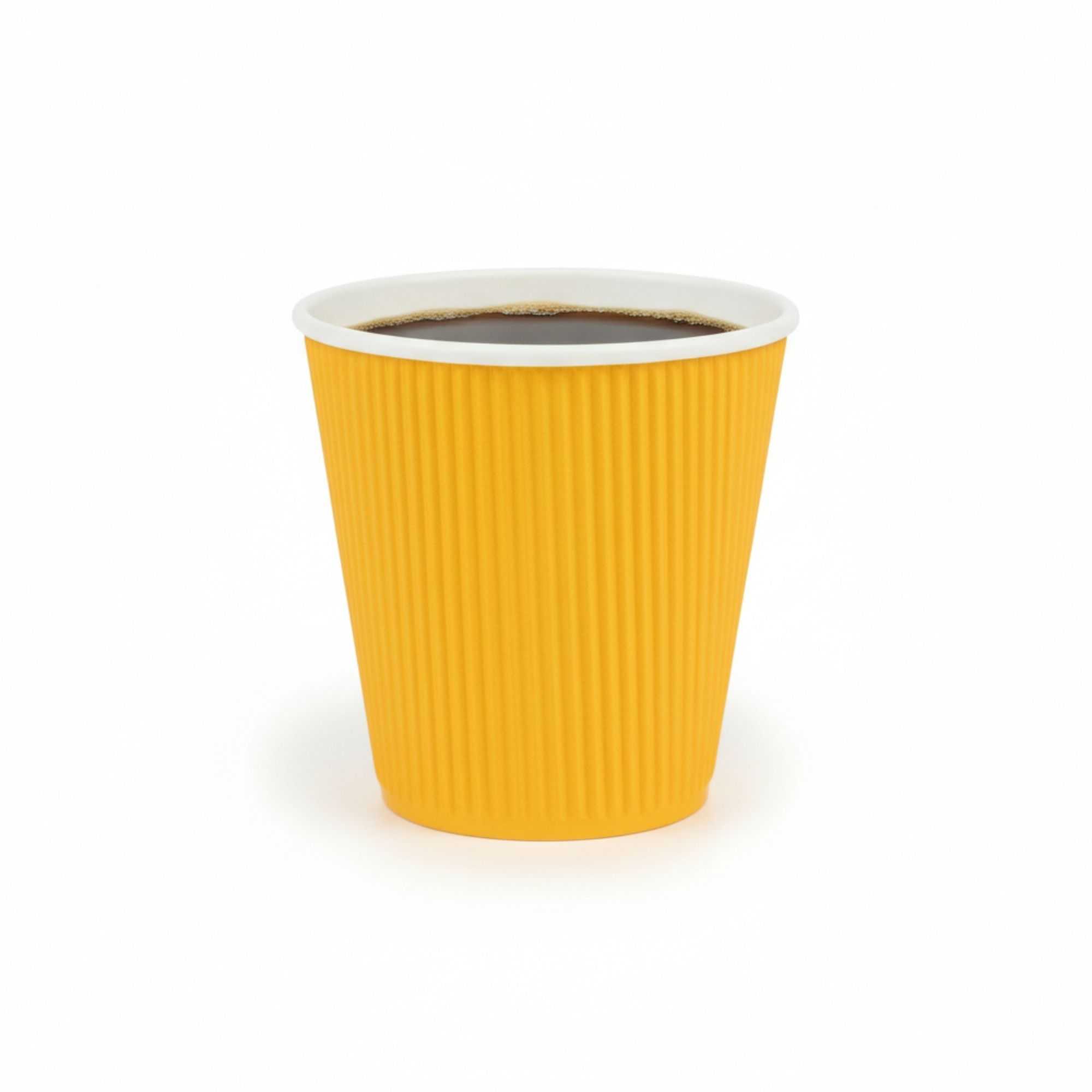 restaurantware 8 oz Yellow Paper Coffee Cup - Ripple Wall - 3 1/2" x 3 1/2" x 3 1/4" - 500 count box