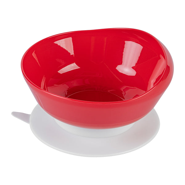 Restaurantware Adapt Tek 19 Oz Round Red Plastic Scoop Bowl - Spillproof With Suction Base - 5 3/4" X 5 3/4" X 3" - 20 Count Box