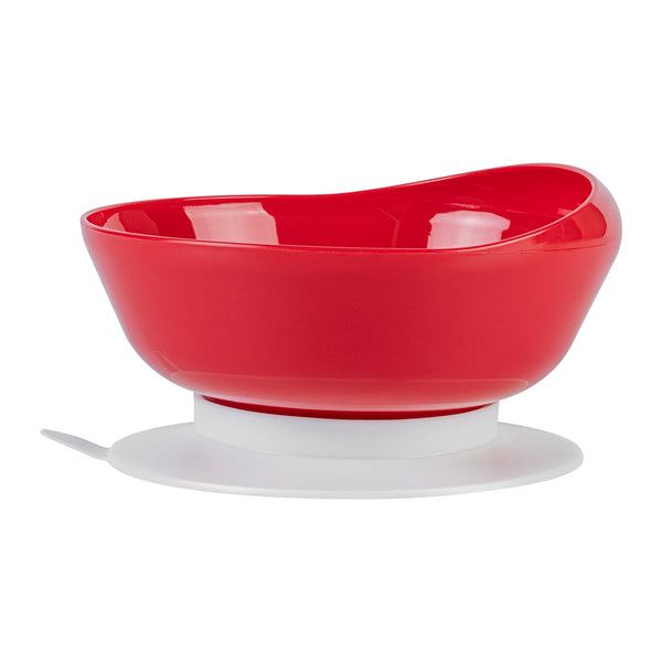 Restaurantware Adapt Tek 19 Oz Round Red Plastic Scoop Bowl - Spillproof With Suction Base - 5 3/4" X 5 3/4" X 3" - 20 Count Box