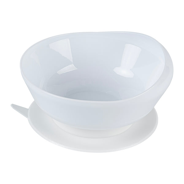 Restaurantware Adapt Tek 19 Oz Round White Plastic Scoop Bowl - Spillproof With Suction Base - 5 3/4" X 5 3/4" X 3" - 20 Count Box