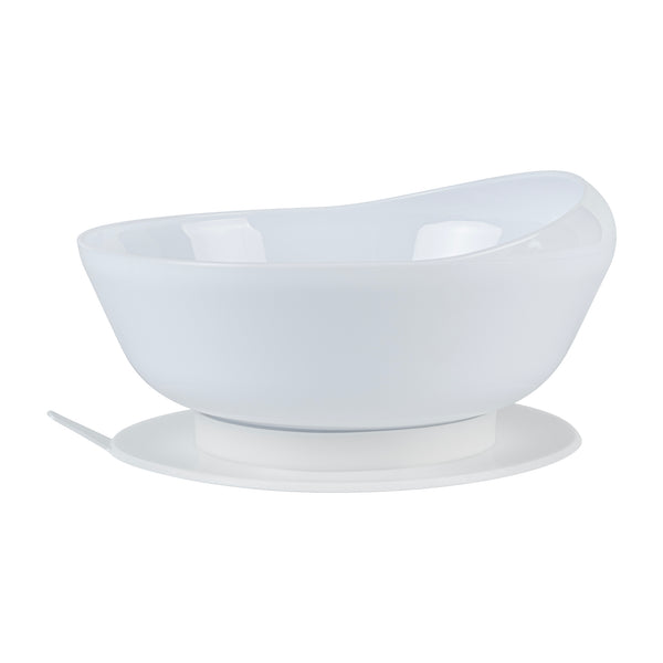 Restaurantware Adapt Tek 19 Oz Round White Plastic Scoop Bowl - Spillproof With Suction Base - 5 3/4" X 5 3/4" X 3" - 20 Count Box
