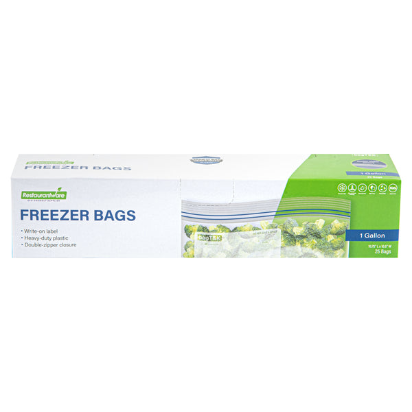 Restaurantware Bag Tek 1 Gal Clear Plastic Freezer Bag - Double Zipper Write-On Label BPA-Free - 10 3/4" X 10 1/2" - 1000 Count Box