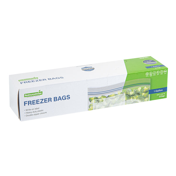 Restaurantware Bag Tek 1 Gal Clear Plastic Freezer Bag - Double Zipper Write-On Label BPA-Free - 10 3/4" X 10 1/2" - 1000 Count Box