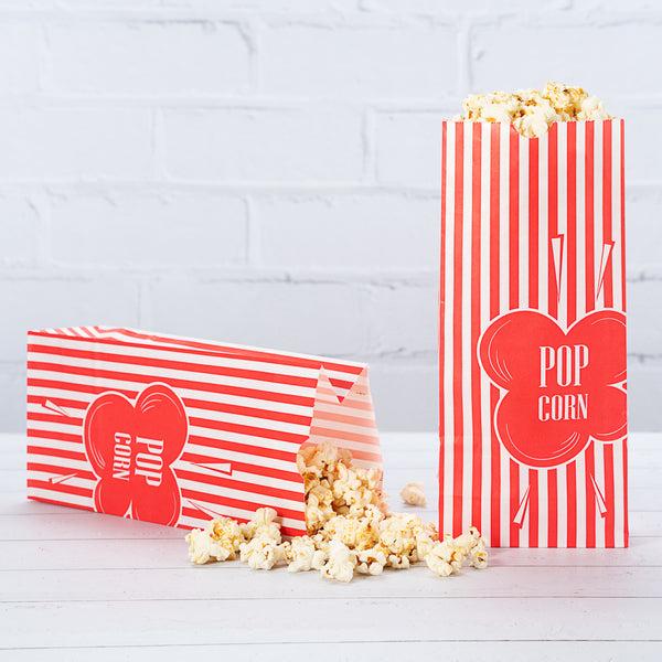 Restaurantware Bag Tek 1 Oz Red Paper Popcorn Bag - 4 1/4" X 2 1/4" X 9 1/2" - 100 Count Box