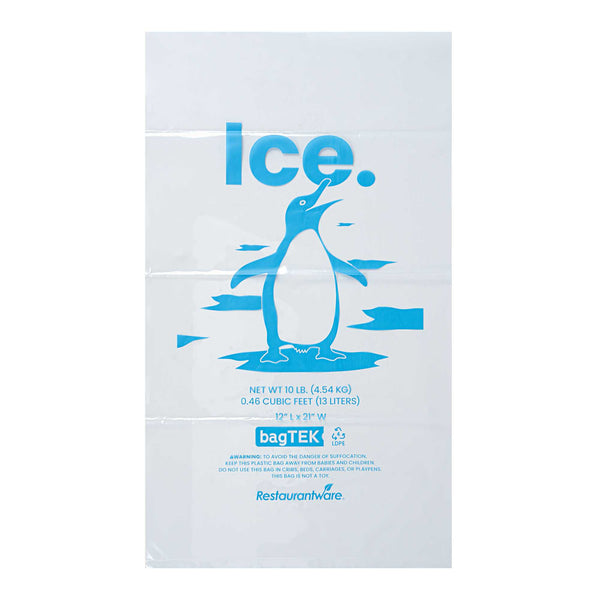 Restaurantware Bag Tek 10 Lb Clear Plastic Ice Bag - With Ice Print - 1000 Count Box