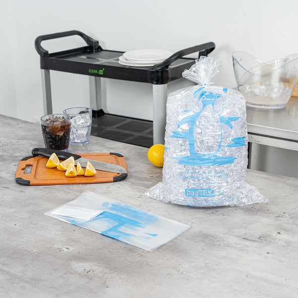 Restaurantware Bag Tek 10 Lb Clear Plastic Ice Bag - With Ice Print - 1000 Count Box