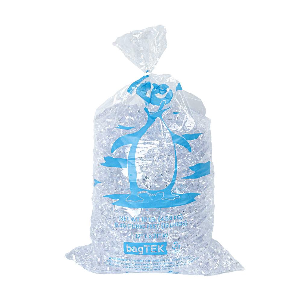 restaurantware Bag Tek 10 Lb Clear Plastic Ice Bag - with Ice Print - 1000 count box