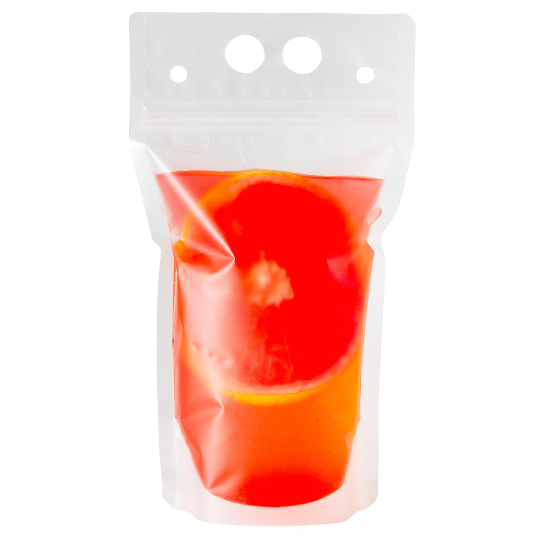 restaurantware Bag Tek 17 oz Clear Plastic Drink Pouch - Double Zipper - 5" x 9" - 100 count box