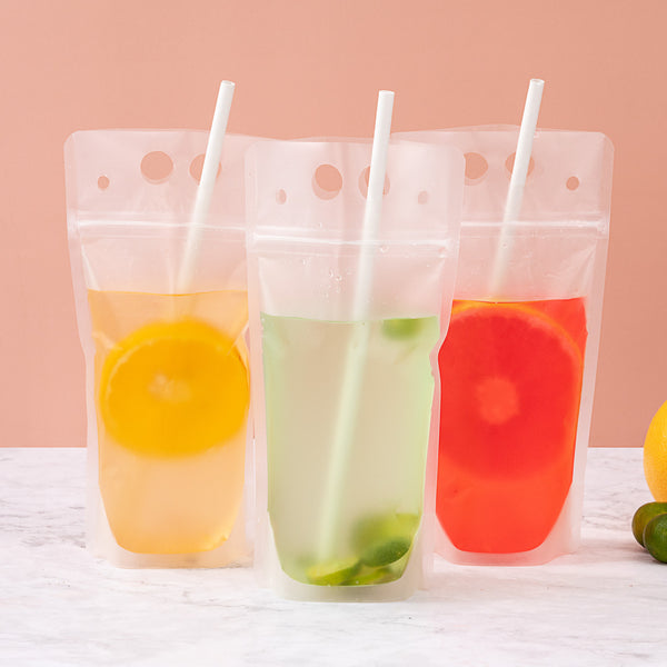 Restaurantware Bag Tek 17 Oz Clear Plastic Drink Pouch - Single Zipper - 5" X 9" X 1 1/2" - 100 Count Box