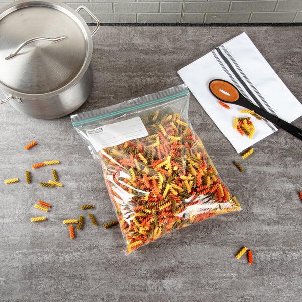 Restaurantware Bag Tek 2 Gal Clear Plastic Zip Bag - Double Zipper Write-On Label BPA-Free - 15" X 13" - 1000 Count Box