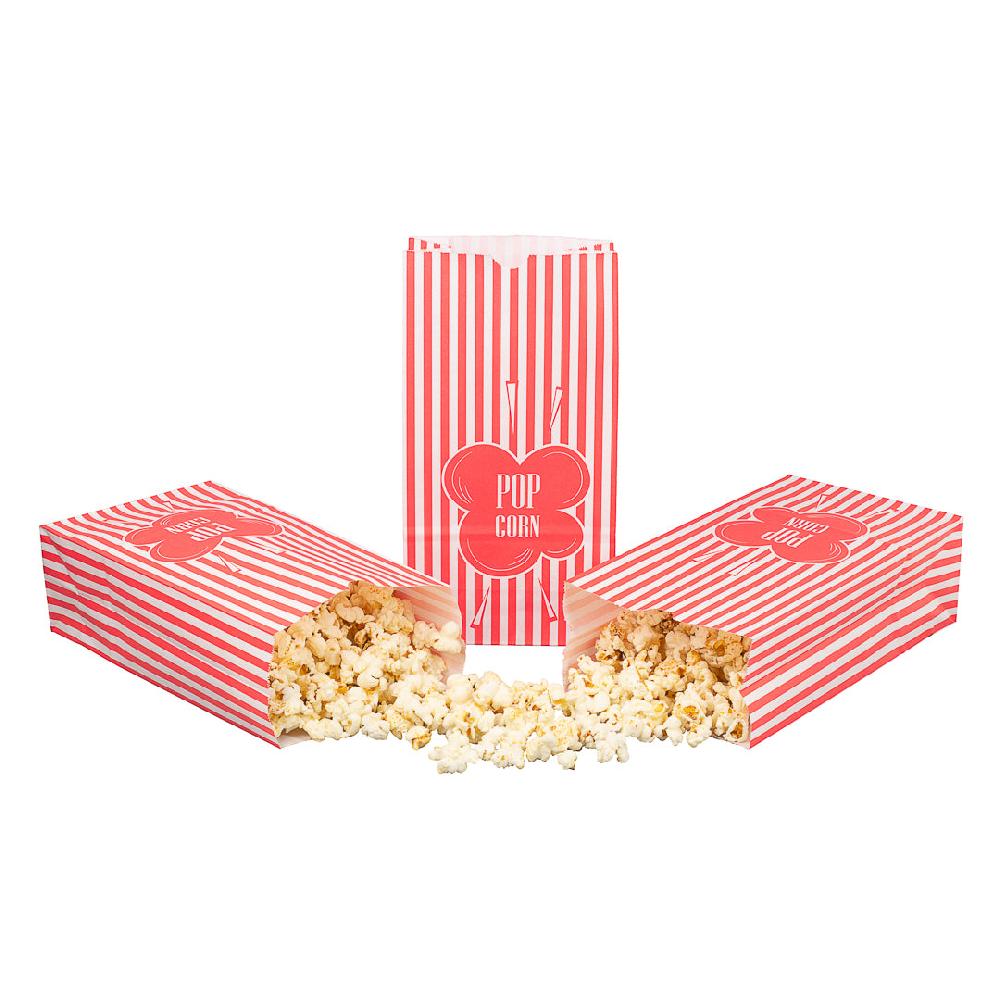 restaurantware Bag Tek 2 oz Red Paper Popcorn Bag - 5 1/4" x 3" x 10" - 100 count box