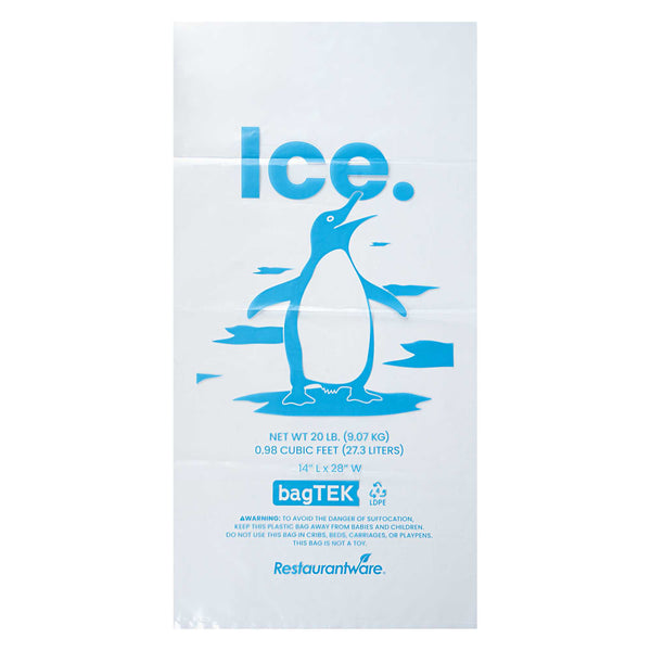 Restaurantware Bag Tek 20 Lb Clear Plastic Ice Bag - With Ice Print - 500 Count Box