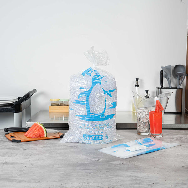 Restaurantware Bag Tek 20 Lb Clear Plastic Ice Bag - With Ice Print - 500 Count Box