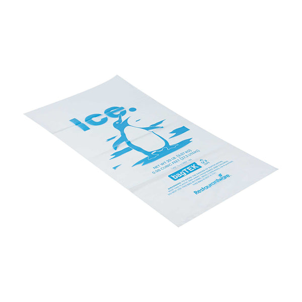 Restaurantware Bag Tek 20 Lb Clear Plastic Ice Bag - With Ice Print - 500 Count Box