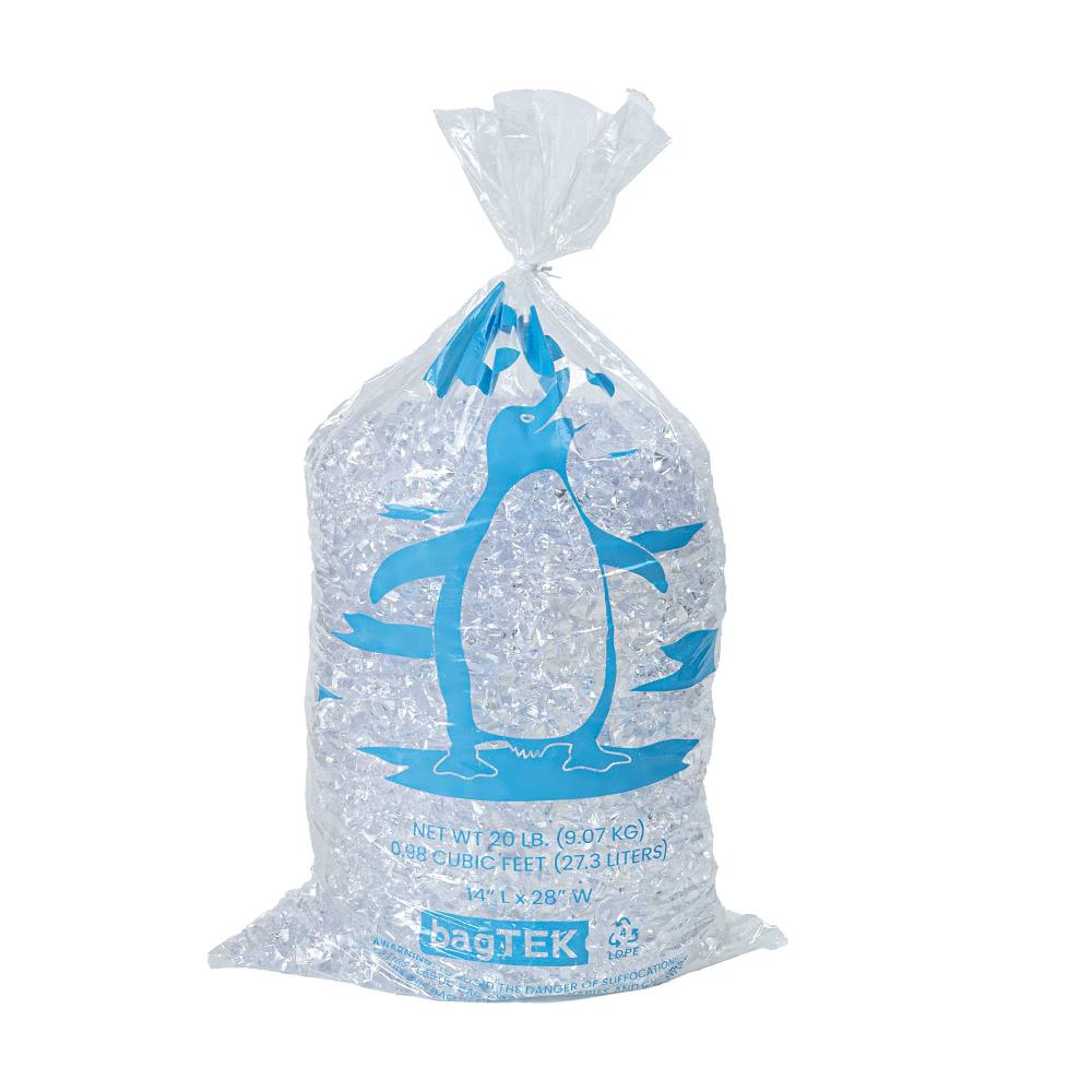restaurantware Bag Tek 20 Lb Clear Plastic Ice Bag - with Ice Print - 500 count box