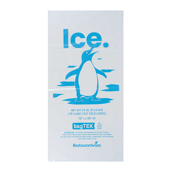 Restaurantware Bag Tek 25 Lb Clear Plastic Ice Bag - With Ice Print - 500 Count Box