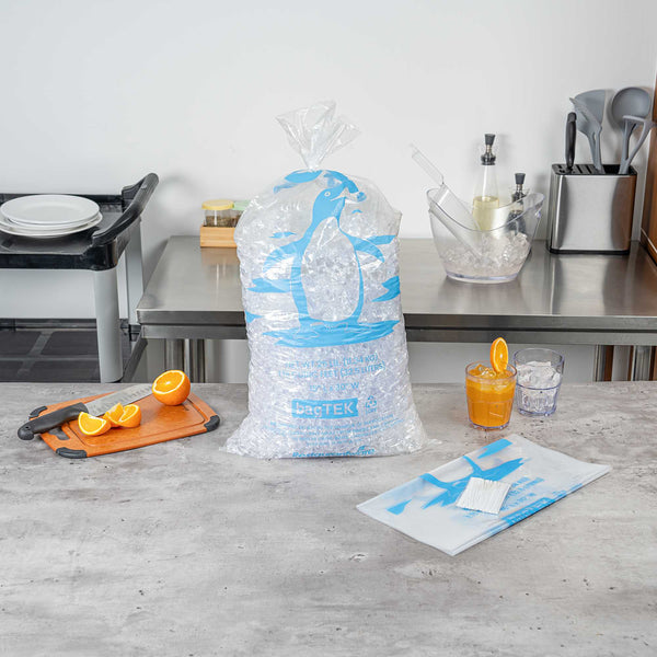 Restaurantware Bag Tek 25 Lb Clear Plastic Ice Bag - With Ice Print - 500 Count Box