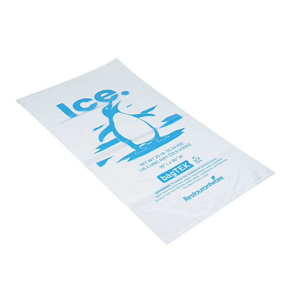 Restaurantware Bag Tek 25 Lb Clear Plastic Ice Bag - With Ice Print - 500 Count Box