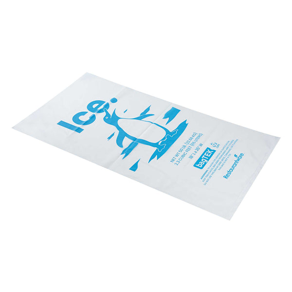 Restaurantware Bag Tek 50 Lb Clear Plastic Ice Bag - With Ice Print - 200 Count Box